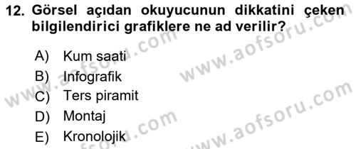 Halkla İlişkiler Yazarlığı Dersi 2025 - 2026 Yılı (Vize) Ara Sınav Soruları 12. Soru