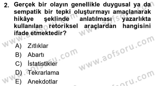 Halkla İlişkiler Yazarlığı Dersi 2025 - 2026 Yılı (Vize) Ara Sınav Soruları 2. Soru