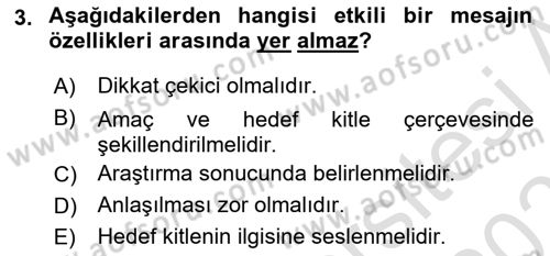 Halkla İlişkiler Yazarlığı Dersi 2025 - 2026 Yılı (Vize) Ara Sınav Soruları 3. Soru