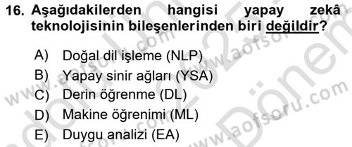 Halkla İlişkiler Yazarlığı Dersi 2025 - 2026 Yılı (Final) Dönem Sonu Sınav Soruları 16. Soru