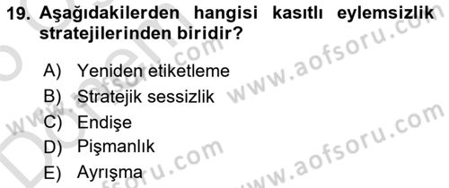 Halkla İlişkiler Yazarlığı Dersi 2025 - 2026 Yılı (Final) Dönem Sonu Sınav Soruları 19. Soru