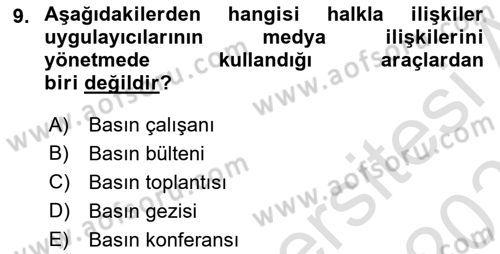 Halkla İlişkiler Yazarlığı Dersi 2025 - 2026 Yılı (Final) Dönem Sonu Sınav Soruları 9. Soru