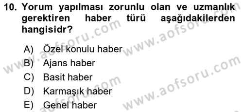 Halkla İlişkiler Yazarlığı Dersi 2025 - 2026 Yılı Yaz Okulu Sınav Soruları 10. Soru