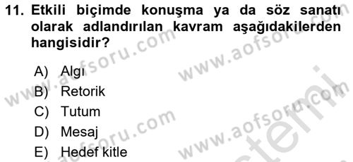 Halkla İlişkiler Yazarlığı Dersi 2025 - 2026 Yılı Yaz Okulu Sınav Soruları 11. Soru
