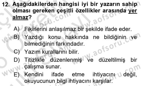 Halkla İlişkiler Yazarlığı Dersi 2025 - 2026 Yılı Yaz Okulu Sınav Soruları 12. Soru