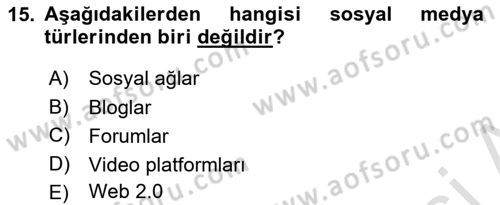 Halkla İlişkiler Yazarlığı Dersi 2025 - 2026 Yılı Yaz Okulu Sınav Soruları 15. Soru