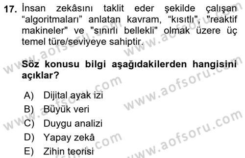 Halkla İlişkiler Yazarlığı Dersi 2025 - 2026 Yılı Yaz Okulu Sınav Soruları 17. Soru