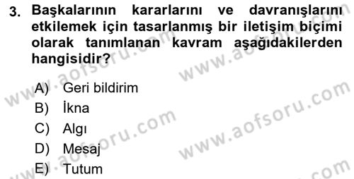 Halkla İlişkiler Yazarlığı Dersi 2025 - 2026 Yılı Yaz Okulu Sınav Soruları 3. Soru