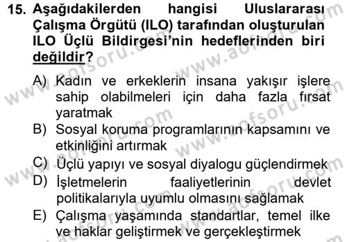 Kurumsal Sosyal Sorumluluk Dersi 2012 - 2013 Yılı (Final) Dönem Sonu Sınav Soruları 15. Soru