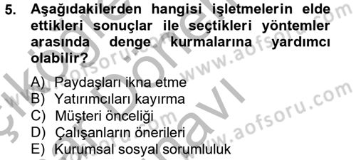 Kurumsal Sosyal Sorumluluk Dersi 2012 - 2013 Yılı (Final) Dönem Sonu Sınavı 5. Soru