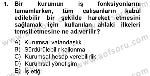 Kurumsal Sosyal Sorumluluk Dersi 2013 - 2014 Yılı (Vize) Ara Sınav Soruları 1. Soru