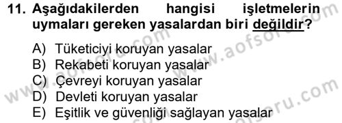 Kurumsal Sosyal Sorumluluk Dersi 2013 - 2014 Yılı (Vize) Ara Sınav Soruları 11. Soru
