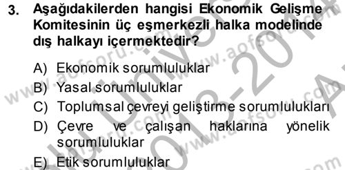 Kurumsal Sosyal Sorumluluk Dersi 2013 - 2014 Yılı (Vize) Ara Sınav Soruları 3. Soru