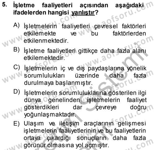 Kurumsal Sosyal Sorumluluk Dersi 2013 - 2014 Yılı (Final) Dönem Sonu Sınav Soruları 5. Soru