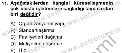 Kurumsal Sosyal Sorumluluk Dersi 2014 - 2015 Yılı (Final) Dönem Sonu Sınav Soruları 11. Soru