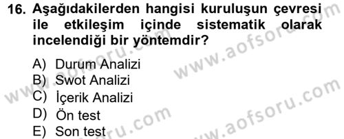Kurumsal Sosyal Sorumluluk Dersi 2014 - 2015 Yılı (Final) Dönem Sonu Sınav Soruları 16. Soru
