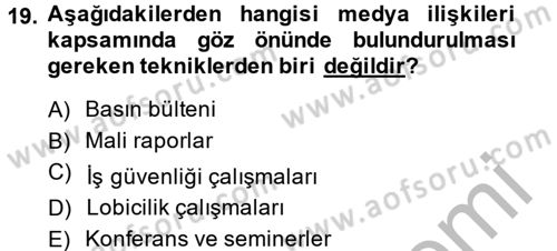 Kurumsal Sosyal Sorumluluk Dersi 2014 - 2015 Yılı (Final) Dönem Sonu Sınav Soruları 19. Soru