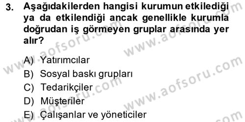 Kurumsal Sosyal Sorumluluk Dersi 2014 - 2015 Yılı (Final) Dönem Sonu Sınav Soruları 3. Soru