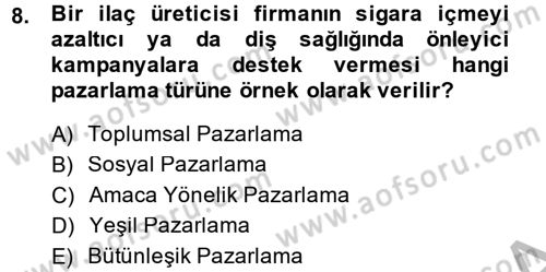 Kurumsal Sosyal Sorumluluk Dersi 2014 - 2015 Yılı (Final) Dönem Sonu Sınav Soruları 8. Soru