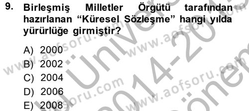 Kurumsal Sosyal Sorumluluk Dersi 2014 - 2015 Yılı (Final) Dönem Sonu Sınav Soruları 9. Soru