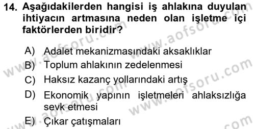Kurumsal Sosyal Sorumluluk Dersi 2015 - 2016 Yılı (Vize) Ara Sınav Soruları 14. Soru
