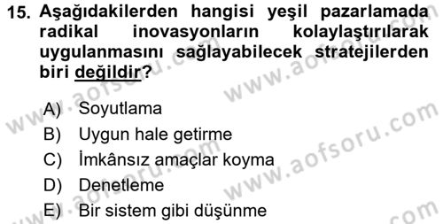 Kurumsal Sosyal Sorumluluk Dersi 2015 - 2016 Yılı (Vize) Ara Sınav Soruları 15. Soru