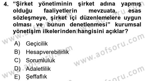 Kurumsal Sosyal Sorumluluk Dersi 2015 - 2016 Yılı (Vize) Ara Sınav Soruları 4. Soru