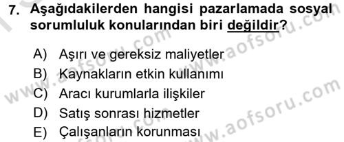Kurumsal Sosyal Sorumluluk Dersi 2015 - 2016 Yılı (Final) Dönem Sonu Sınav Soruları 7. Soru