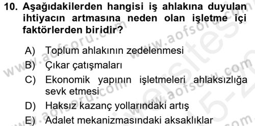 Kurumsal Sosyal Sorumluluk Dersi 2015 - 2016 Yılı Tek Ders Sınav Soruları 10. Soru
