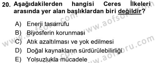 Kurumsal Sosyal Sorumluluk Dersi 2015 - 2016 Yılı Tek Ders Sınav Soruları 20. Soru
