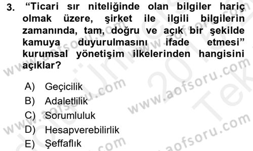 Kurumsal Sosyal Sorumluluk Dersi 2015 - 2016 Yılı Tek Ders Sınav Soruları 3. Soru