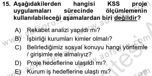 Kurumsal Sosyal Sorumluluk Dersi 2016 - 2017 Yılı (Final) Dönem Sonu Sınav Soruları 15. Soru