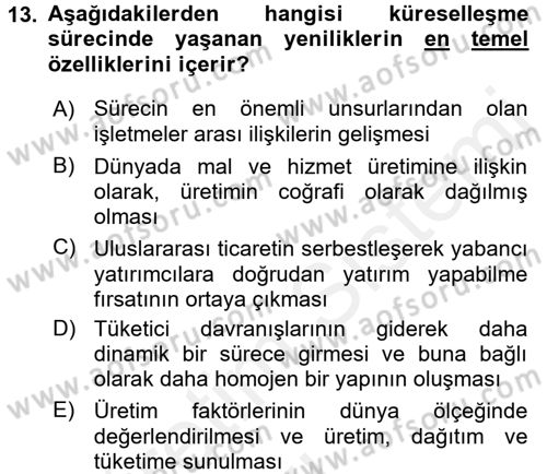 Kurumsal Sosyal Sorumluluk Dersi 2017 - 2018 Yılı 3 Ders Sınavı 13. Soru