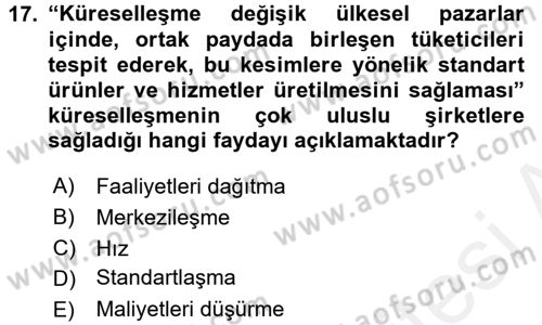 Kurumsal Sosyal Sorumluluk Dersi 2017 - 2018 Yılı 3 Ders Sınav Soruları 17. Soru
