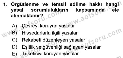 Kurumsal Sosyal Sorumluluk Dersi 2018 - 2019 Yılı 3 Ders Sınavı 1. Soru