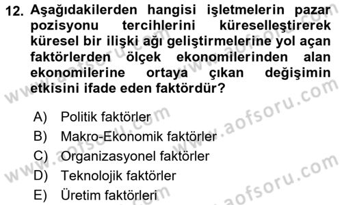 Kurumsal Sosyal Sorumluluk Dersi 2018 - 2019 Yılı 3 Ders Sınavı 12. Soru