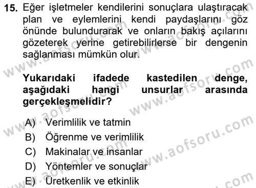 Kurumsal Sosyal Sorumluluk Dersi 2018 - 2019 Yılı (Vize) Ara Sınav Soruları 15. Soru