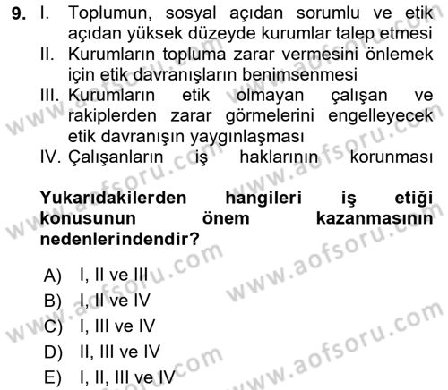 Kurumsal Sosyal Sorumluluk Dersi 2018 - 2019 Yılı (Vize) Ara Sınav Soruları 9. Soru
