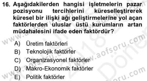 Kurumsal Sosyal Sorumluluk Dersi 2018 - 2019 Yılı (Final) Dönem Sonu Sınav Soruları 16. Soru