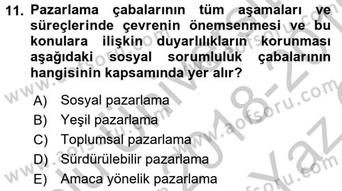 Kurumsal Sosyal Sorumluluk Dersi 2018 - 2019 Yılı Yaz Okulu Sınav Soruları 11. Soru