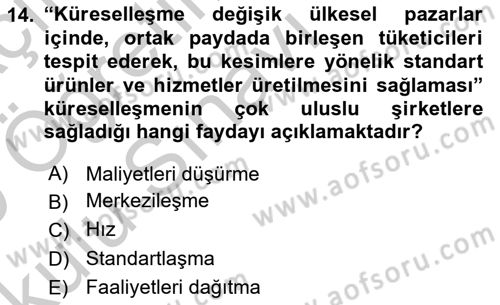 Kurumsal Sosyal Sorumluluk Dersi 2018 - 2019 Yılı Yaz Okulu Sınav Soruları 14. Soru