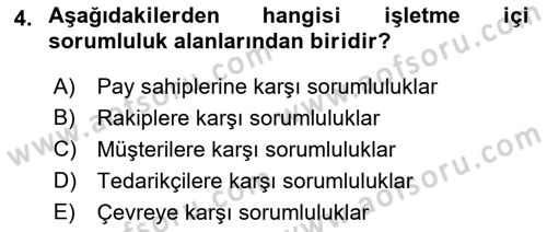 Kurumsal Sosyal Sorumluluk Dersi 2018 - 2019 Yılı Yaz Okulu Sınav Soruları 4. Soru