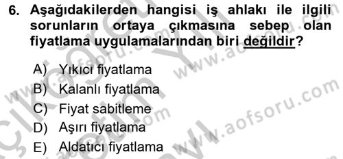 Kurumsal Sosyal Sorumluluk Dersi 2018 - 2019 Yılı Yaz Okulu Sınav Soruları 6. Soru