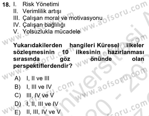 Kurumsal Sosyal Sorumluluk Dersi 2020 - 2021 Yılı Yaz Okulu Sınav Soruları 18. Soru