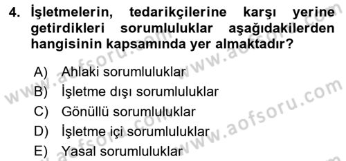 Kurumsal Sosyal Sorumluluk Dersi 2020 - 2021 Yılı Yaz Okulu Sınav Soruları 4. Soru