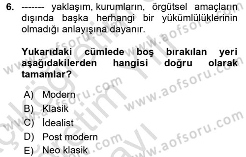 Kurumsal Sosyal Sorumluluk Dersi 2020 - 2021 Yılı Yaz Okulu Sınav Soruları 6. Soru