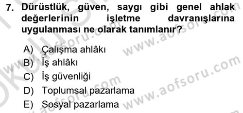 Kurumsal Sosyal Sorumluluk Dersi 2020 - 2021 Yılı Yaz Okulu Sınav Soruları 7. Soru