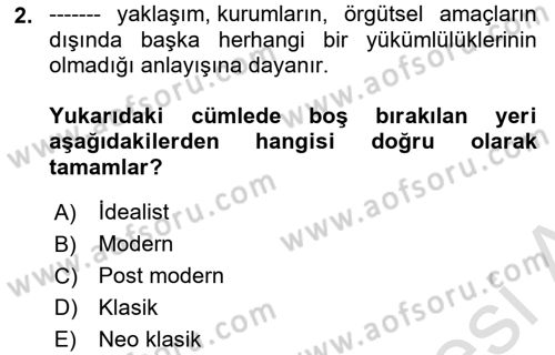 Kurumsal Sosyal Sorumluluk Dersi Ara Sınavı Deneme Sınav Soruları 2. Soru