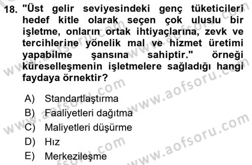 Kurumsal Sosyal Sorumluluk Dersi 2021 - 2022 Yılı Yaz Okulu Sınav Soruları 18. Soru