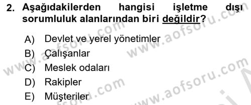 Kurumsal Sosyal Sorumluluk Dersi 2021 - 2022 Yılı Yaz Okulu Sınav Soruları 2. Soru